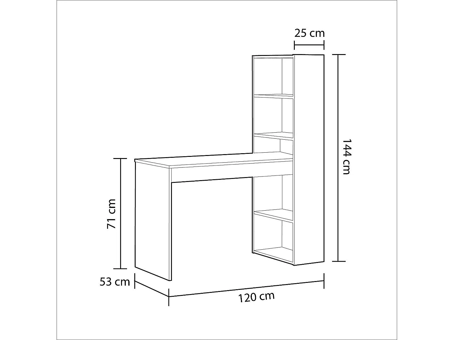 Scrivania Con Libreria Reversibile Scrittoio Scaffali Laterali Mobile Desk da Ufficio Soggiorno Sala Da Pranzo 120 x 144 x 53cm Colore Bianco e Rovere