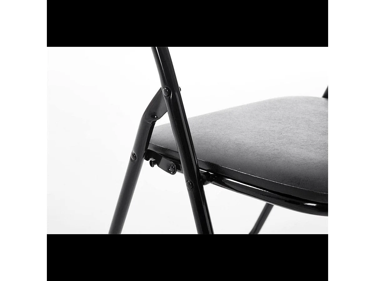 Set 6 Sedia Pieghevole Slim Opaca Metallo Sedie Salvaspazio Ufficio Casa Campeggio Salotto Cucina Ecopelle Comoda Seduta Imbottita 78x44x44 cm Nero