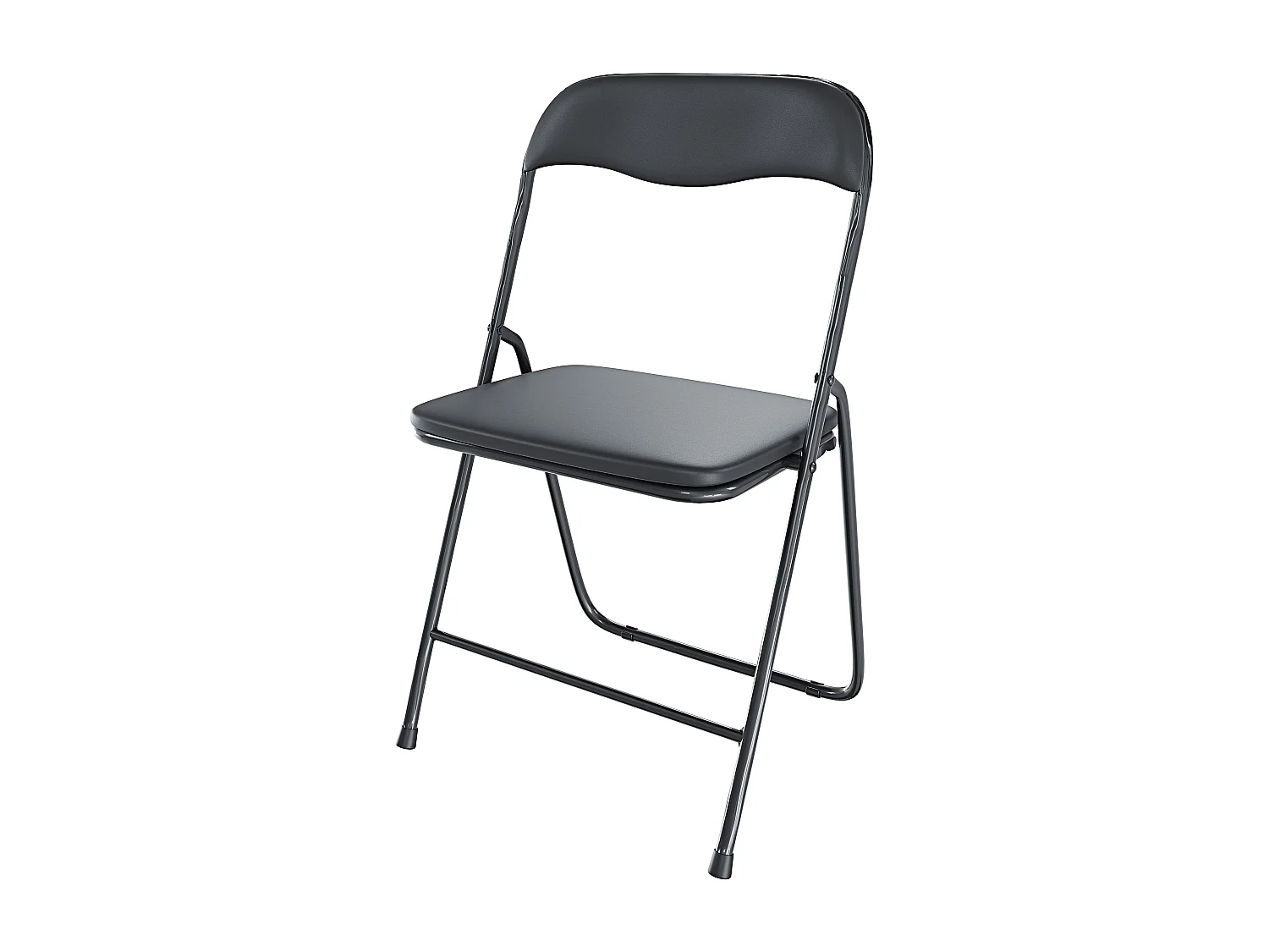 Set 6 Sedia Pieghevole Slim Opaca Metallo Sedie Salvaspazio Ufficio Casa Campeggio Salotto Cucina Ecopelle Comoda Seduta Imbottita 78x44x44 cm Nero