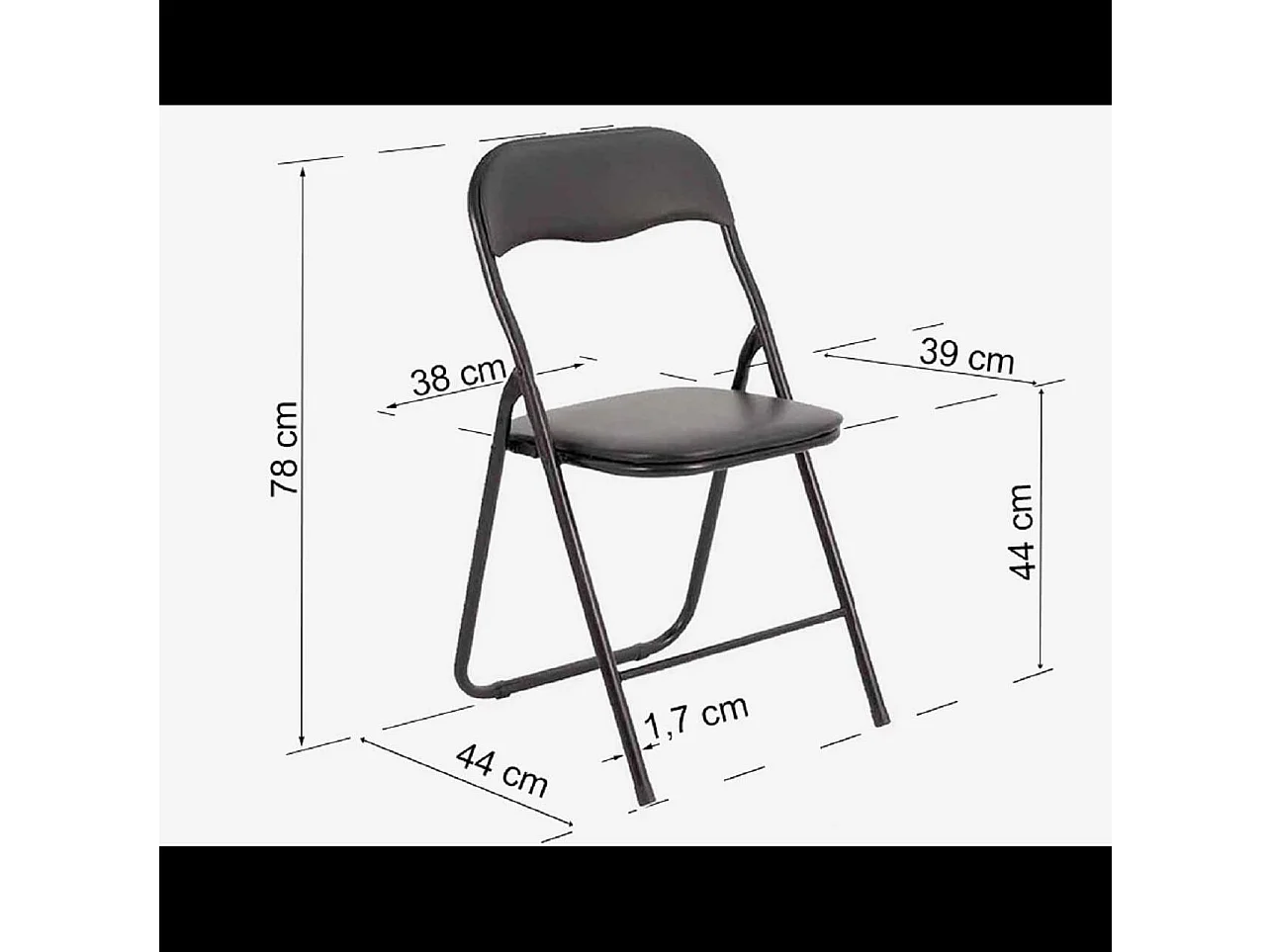 Set 6 Sedia Pieghevole Slim Opaca Metallo Sedie Salvaspazio Ufficio Casa Campeggio Salotto Cucina Ecopelle Comoda Seduta Imbottita 78x44x44 cm Nero