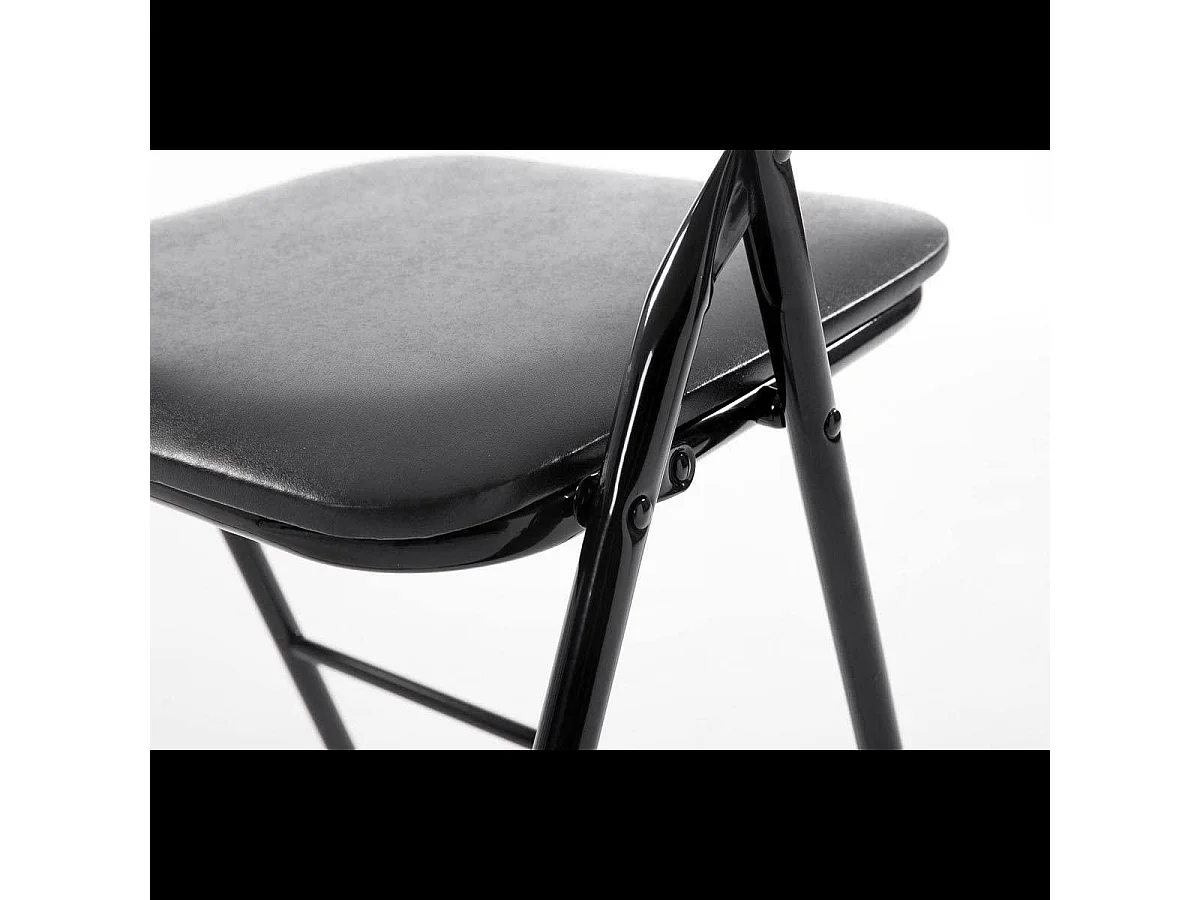 Set 6 Sedia Pieghevole Slim Opaca Metallo Sedie Salvaspazio Ufficio Casa Campeggio Salotto Cucina Ecopelle Comoda Seduta Imbottita 78x44x44 cm Nero