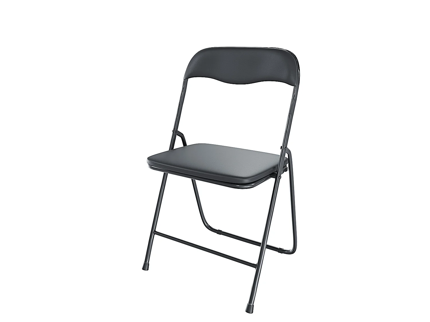 Set 6 Sedia Pieghevole Slim Opaca Metallo Sedie Salvaspazio Ufficio Casa Campeggio Salotto Cucina Ecopelle Comoda Seduta Imbottita 78x44x44 cm Nero