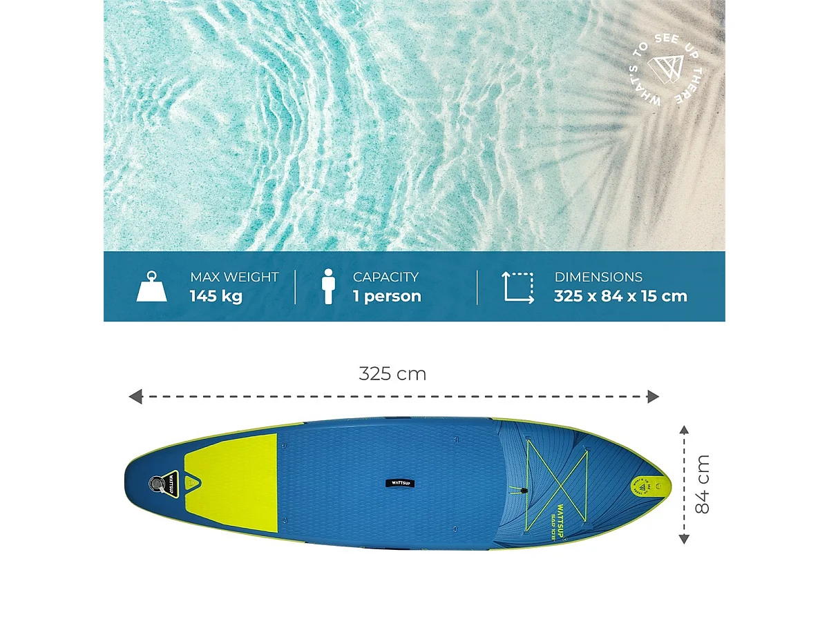 Sup insuflável WATTSUP SAR 10'8 - 325x84x15cm Dropstitch - Pack Paddle Leash Pump Carry Bag