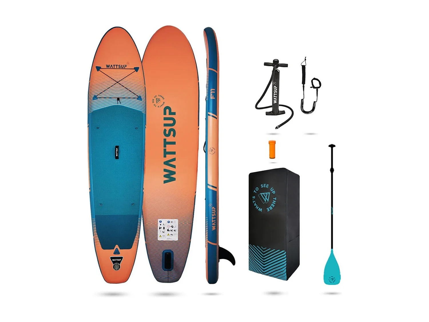 Sup Gonflable WATTSUP F11 11' - 325x81x15cm Dropstitch - Pack Pagaie Leash Pompe Sac de Transport