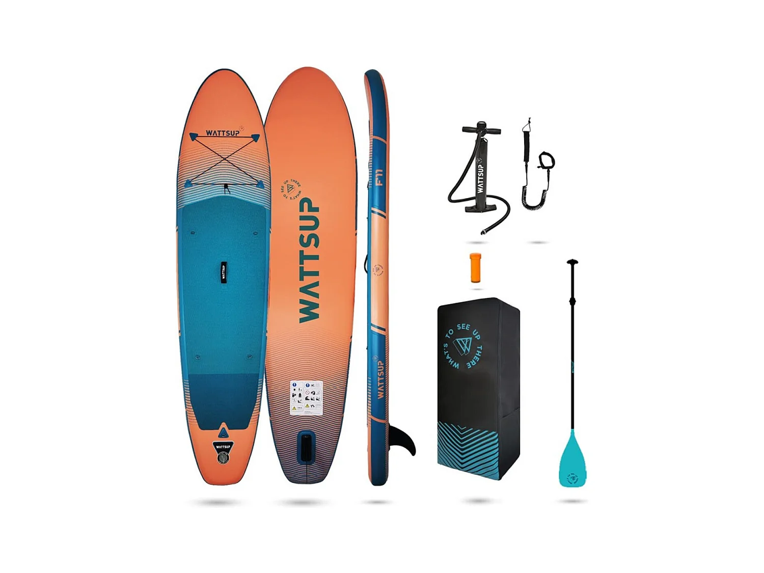 Sup Gonflable WATTSUP F11 11' - 325x81x15cm Dropstitch - Pack Pagaie Leash Pompe Sac de Transport