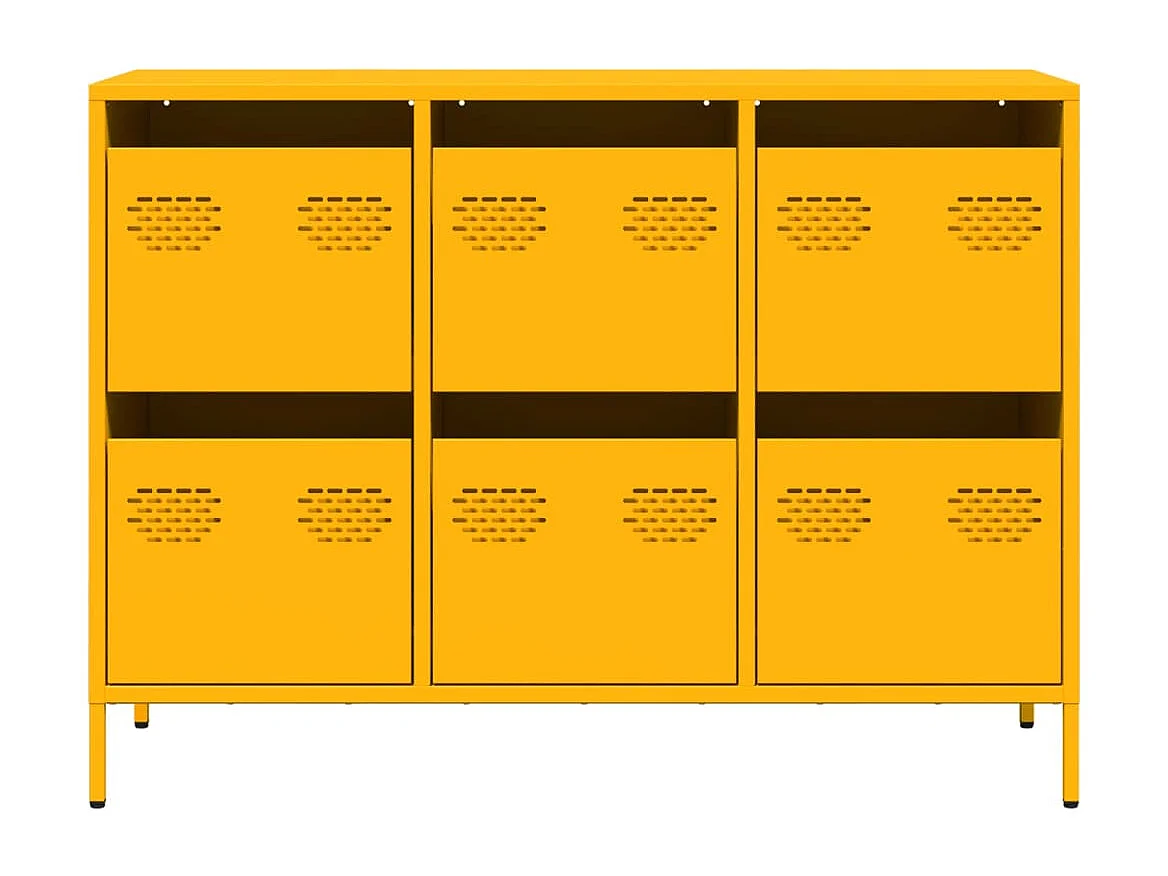 Buffet jaune moutarde 101,5x39x73,5 cm acier laminé à froid