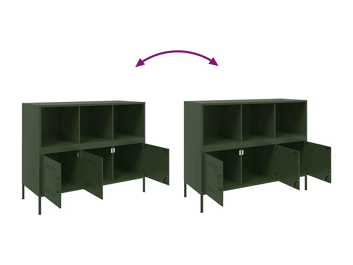 Dressoir 100,5x39x79 cm staal olijfgroen