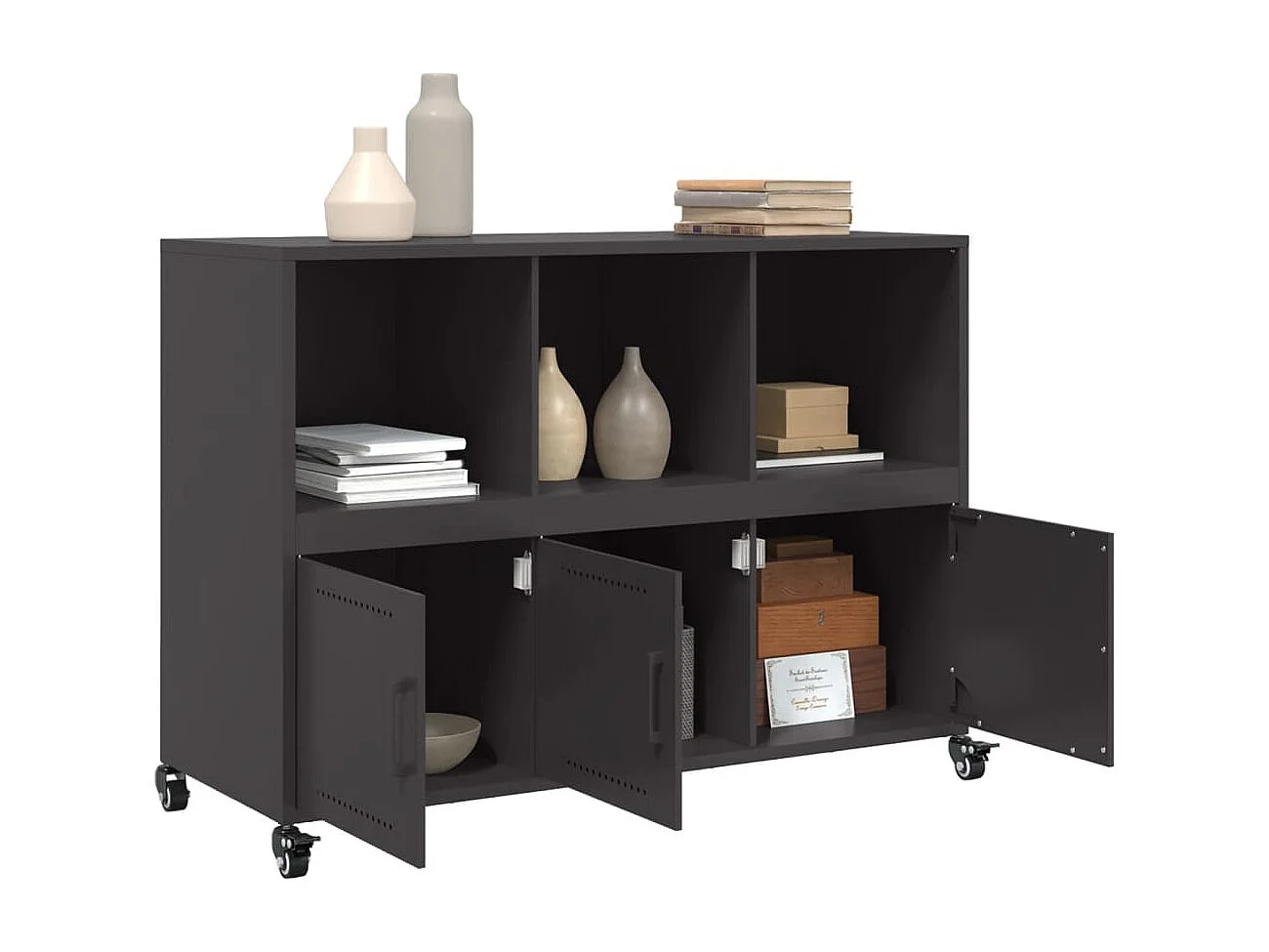 Dressoir 100,5x39x72 cm staal zwart