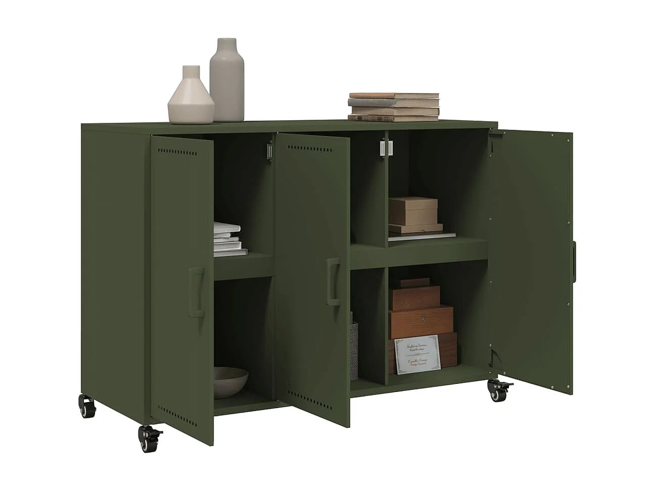 Buffet vert olive 100,5x39x72 cm acier