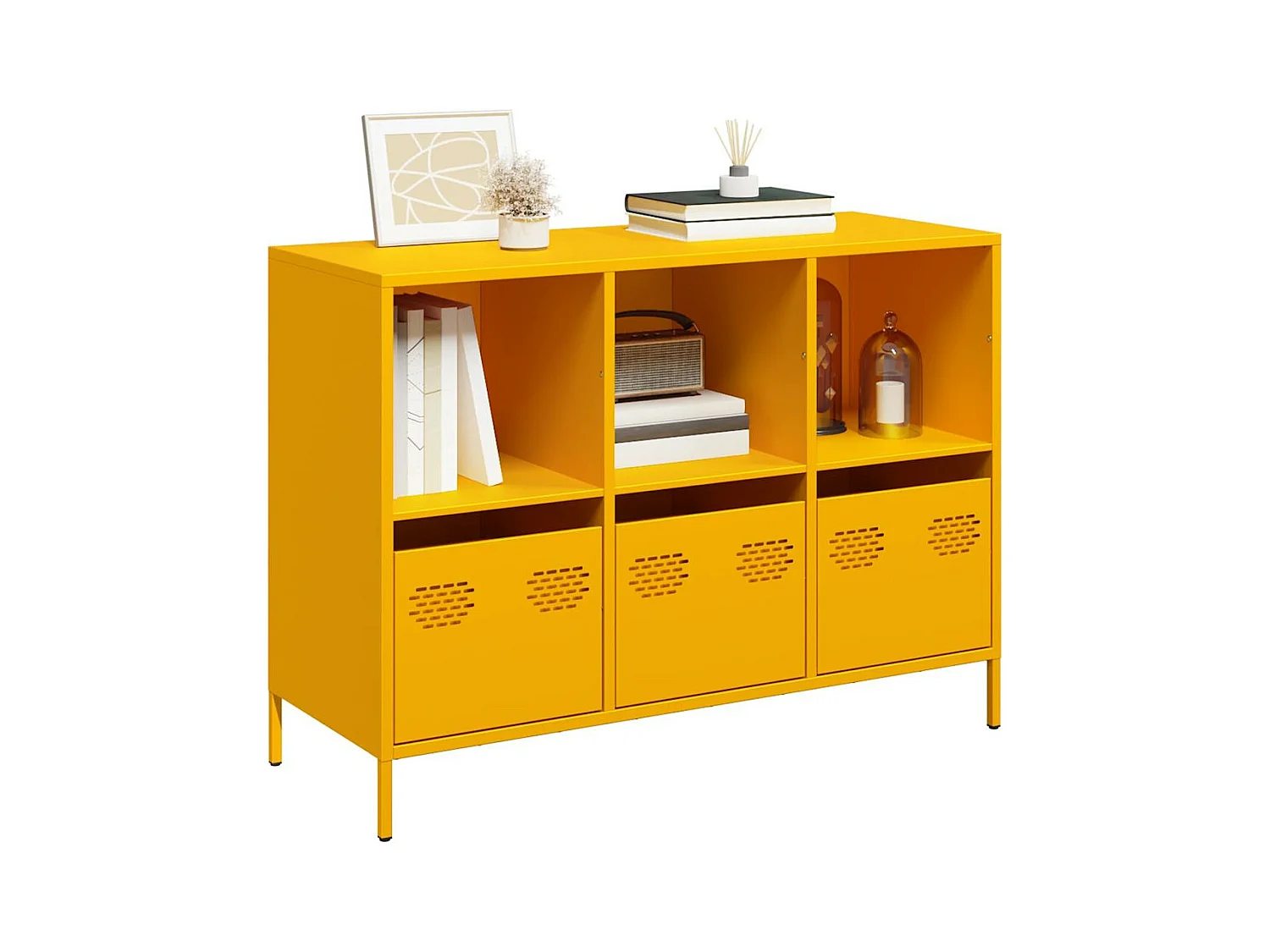 Buffet jaune moutarde 101,5x39x73,5 cm acier laminé à froid