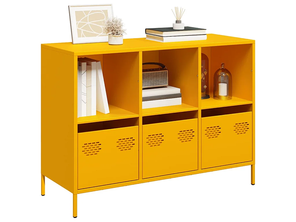 Sideboard Senfgelb 101,5x39x73,5 cm Kaltgewalzter Stahl