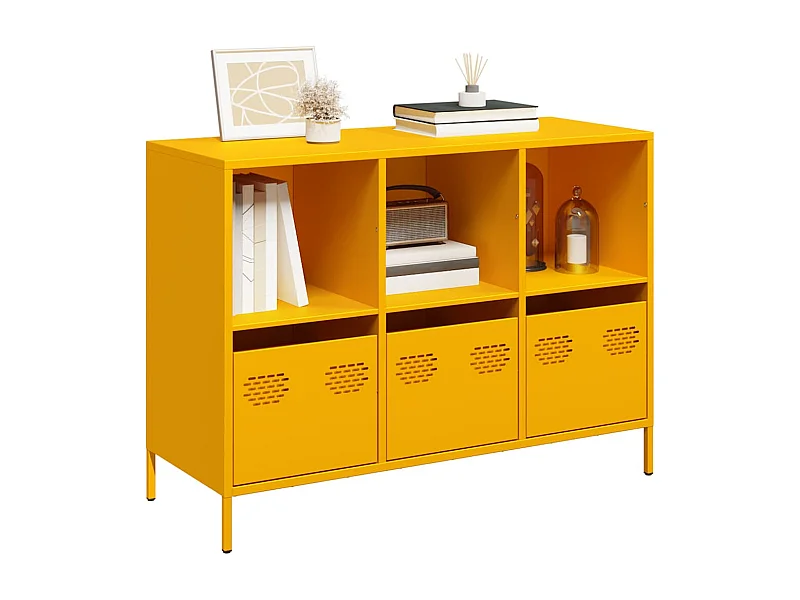 Dressoir 101,5x39x73,5 cm koudgewalst staal mosterdgeel