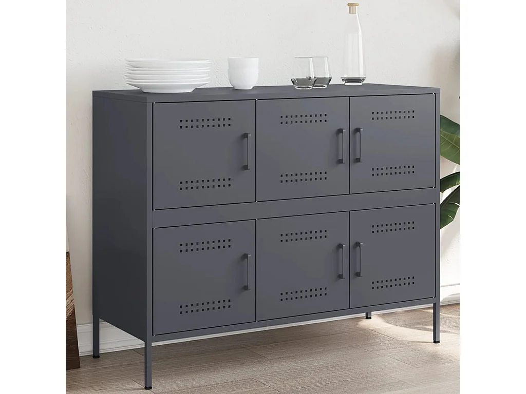 Buffet anthracite 100,5x39x79 cm acier