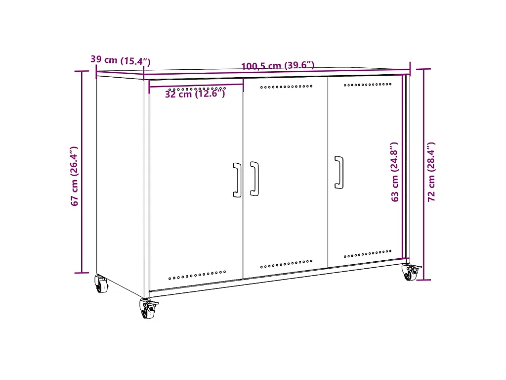 Sideboard Senfgelb 100,5x39x72 cm Stahl