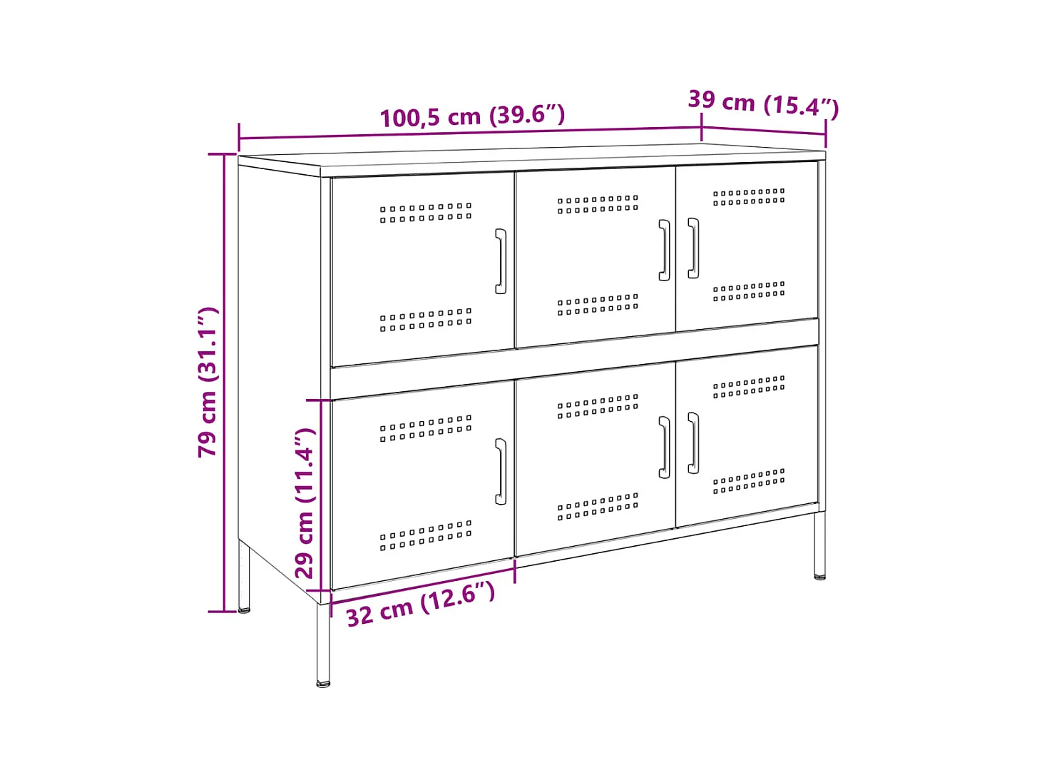 Buffet rose 100,5x39x79 cm acier