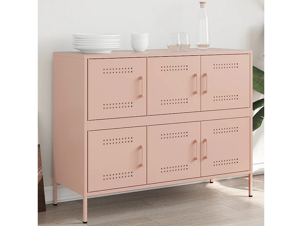 Dressoir 100,5x39x79 cm staal roze