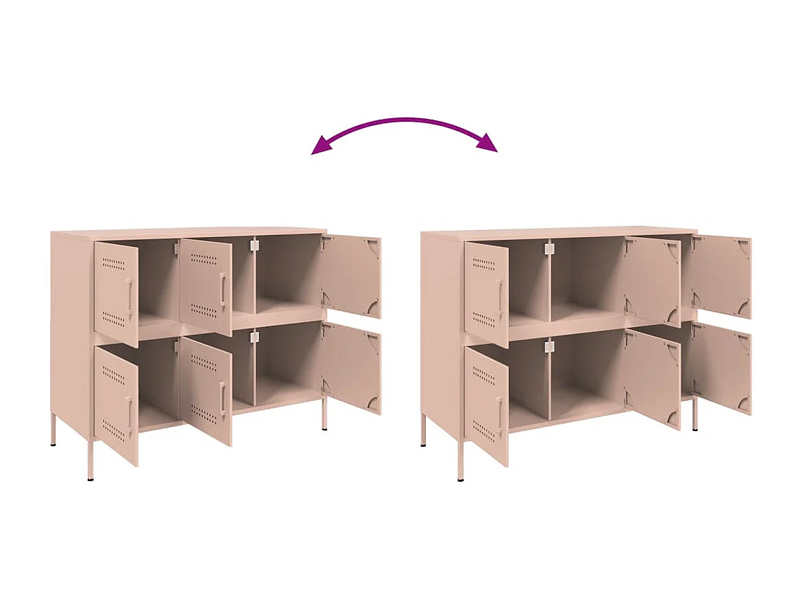 Dressoir 100,5x39x79 cm staal roze