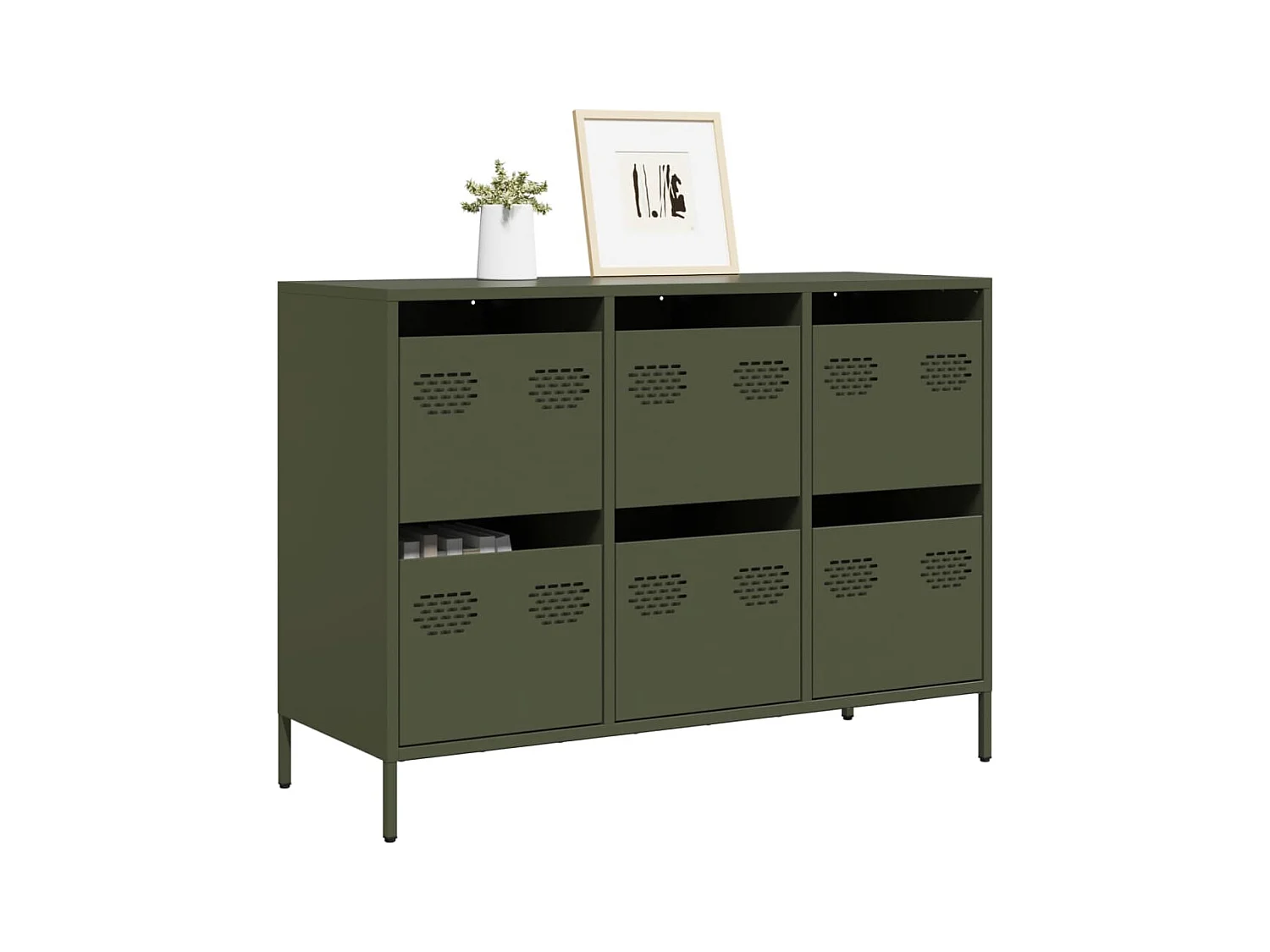 Sideboard Olivgrün 101,5x39x73,5 cm Kaltgewalzter Stahl