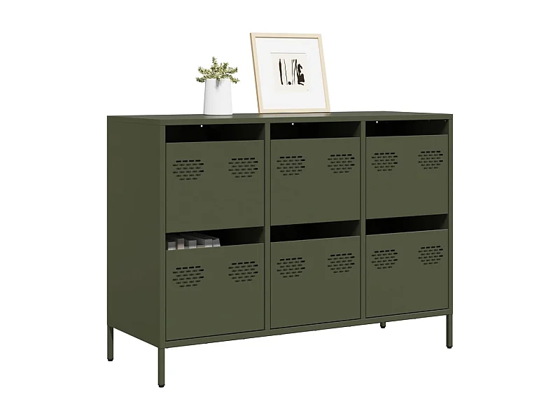 Dressoir 101,5x39x73,5 cm koudgewalst staal olijfgroen