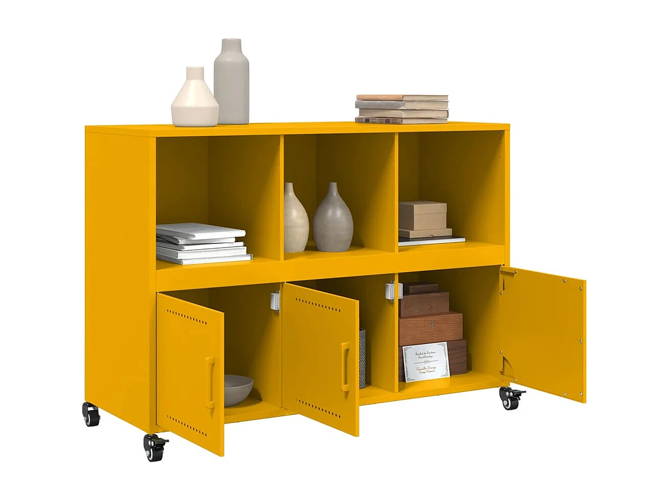 Buffet jaune moutarde 100,5x39x72 cm acier