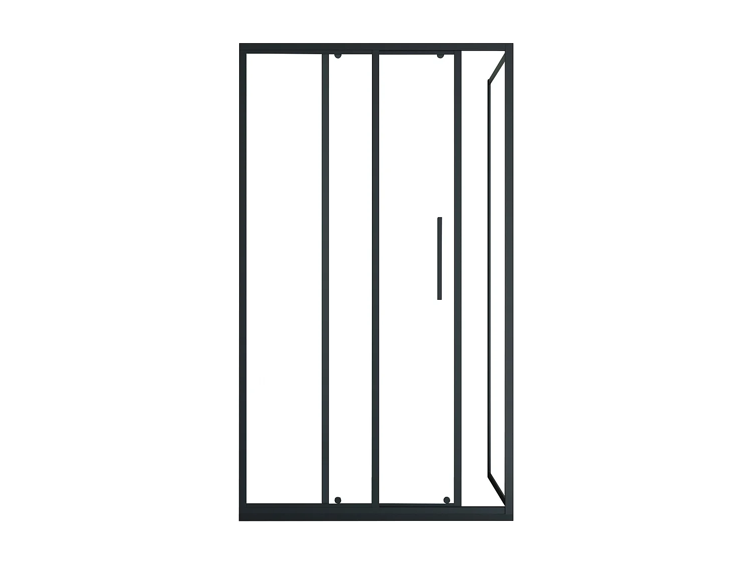 Duschtrennwand Seitenwand mit Schiebetür - Schwarz matt - Industrial Style - 140 x 80 x 195 cm - TORONI