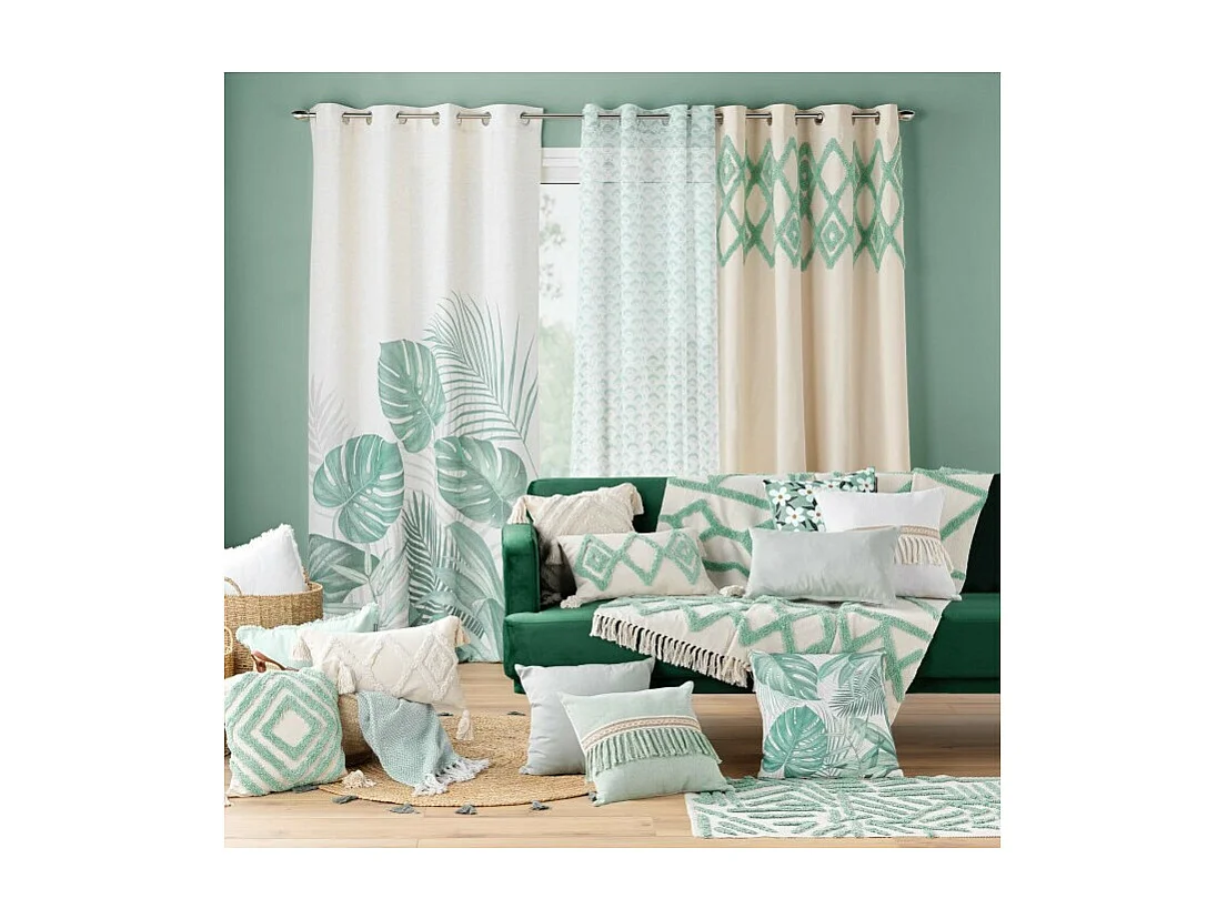 Coussin Déco Tufté "Athena" 30x50cm Sauge