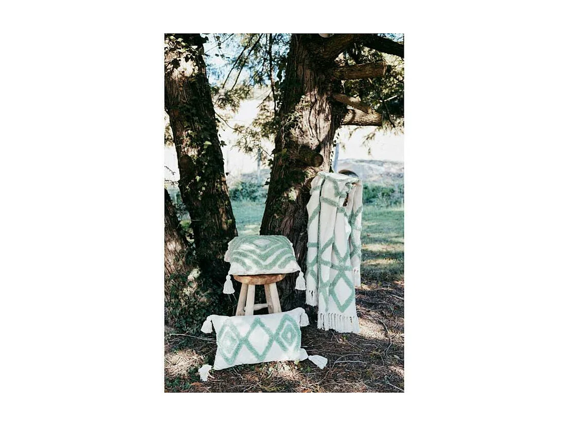 Coussin Déco Tufté "Athena" 30x50cm Sauge