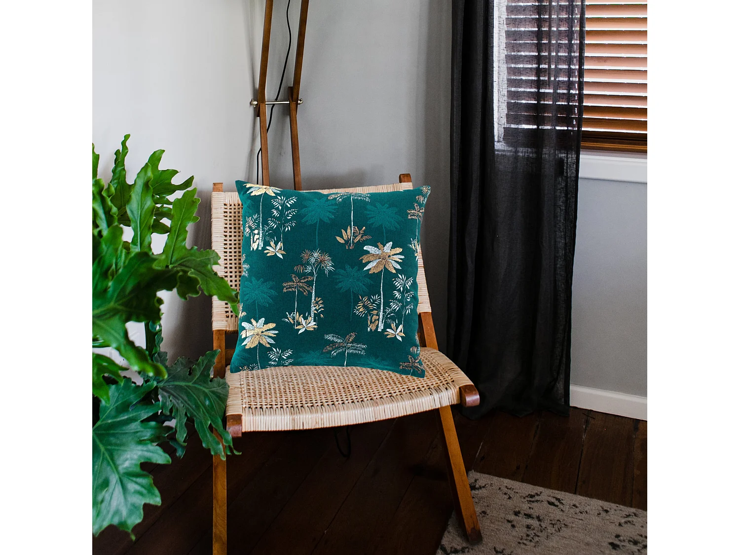 Coussin Déco Imprimé "Idalia" 45x45cm Bleu