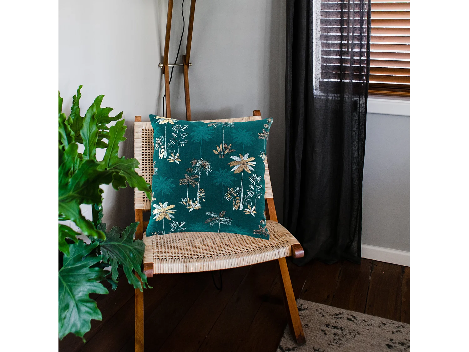 Coussin Déco Imprimé "Idalia" 45x45cm Bleu