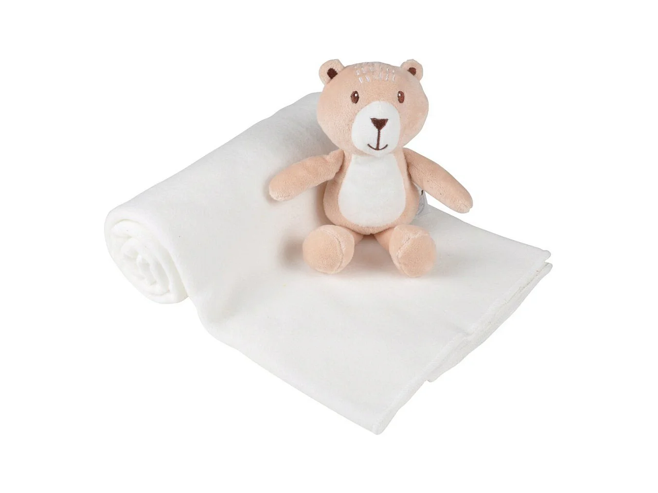 Doudou avec plaid "Foret" - Ourson - Beige - l 80 x L 100 cm