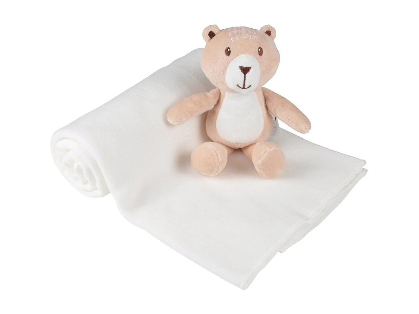 Doudou avec plaid "Foret" - Ourson - Beige - l 80 x L 100 cm