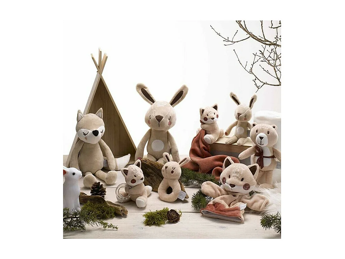 Doudou avec plaid "Foret" - Ourson - Beige - l 80 x L 100 cm