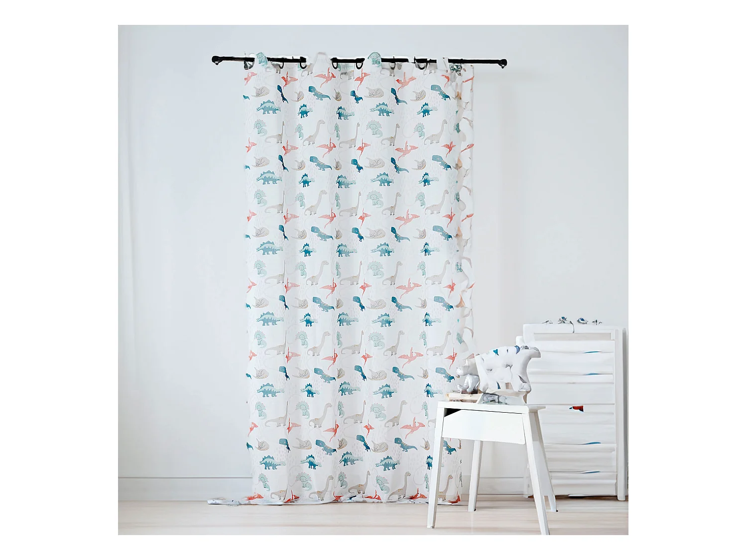 Kinder-Vorhang mit Dinosauriermotiven 150 x 240 cm