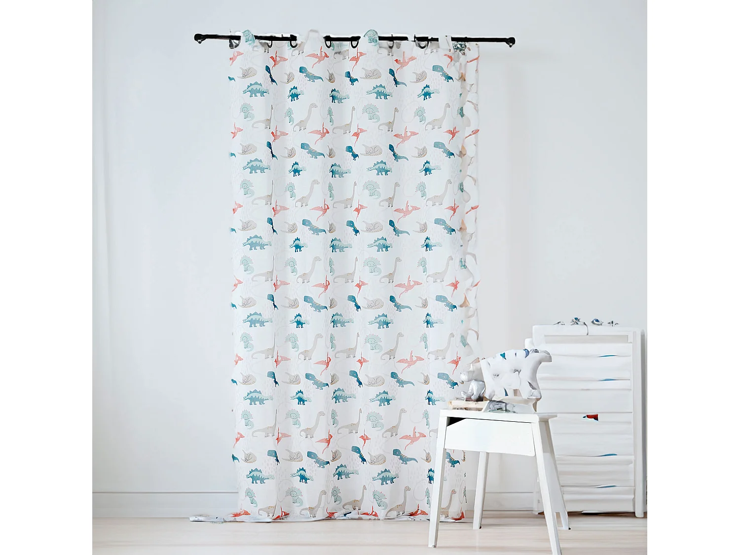 Kinder-Vorhang mit Dinosauriermotiven 150 x 240 cm