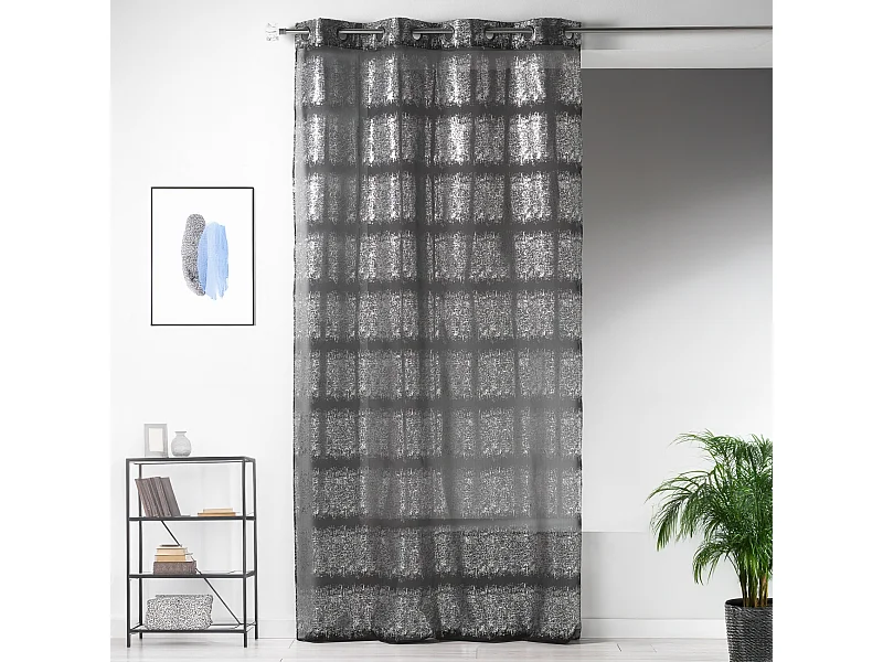 Visillo fantasía con estampados plateados