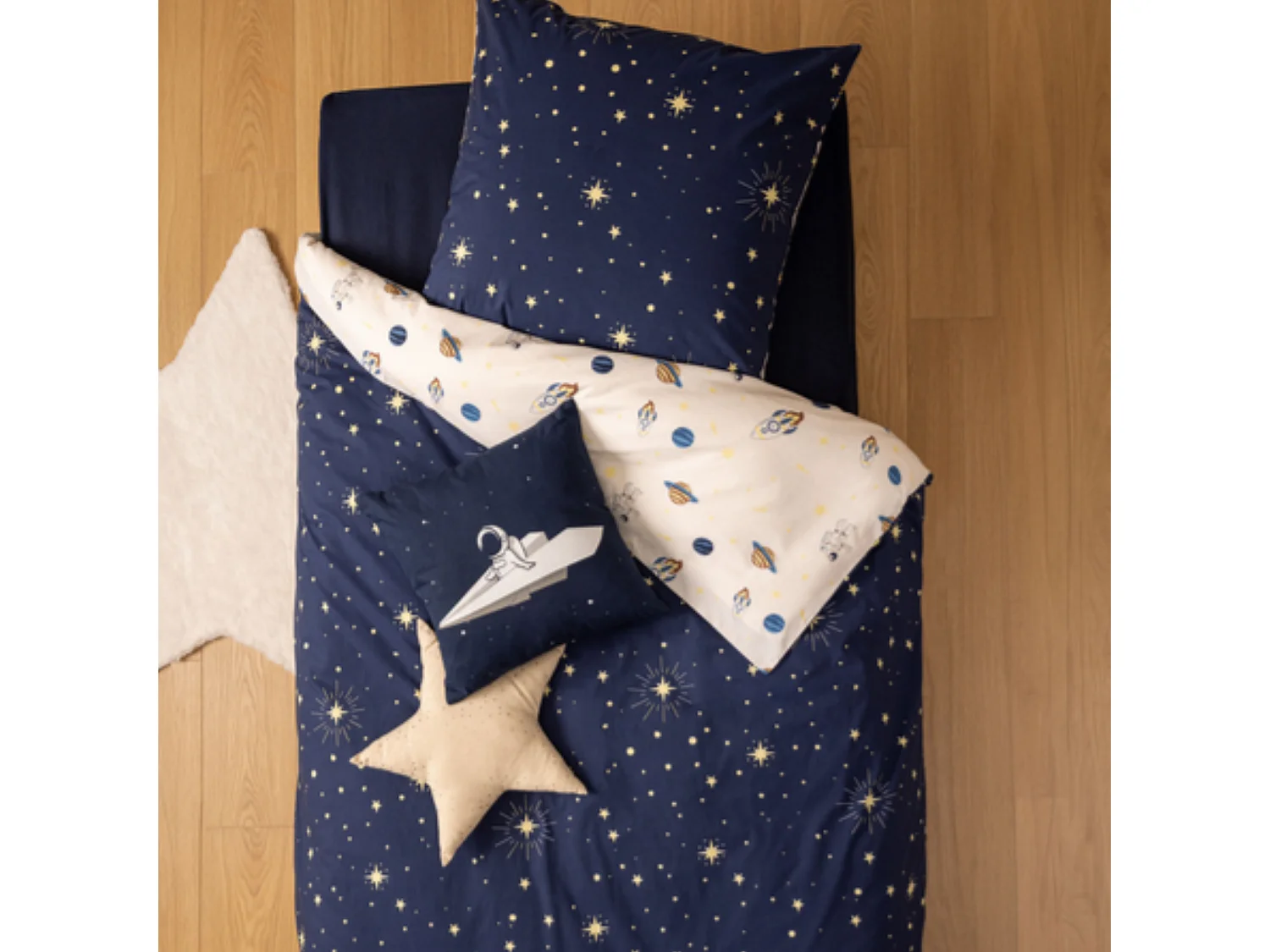 Parure de Lit 2 Pièces "Espace" 140x200cm Bleu