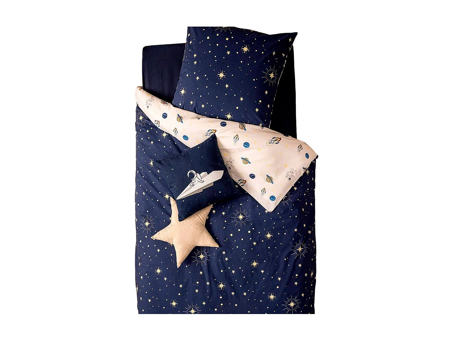 Parure de Lit 2 Pièces "Espace" 140x200cm Bleu