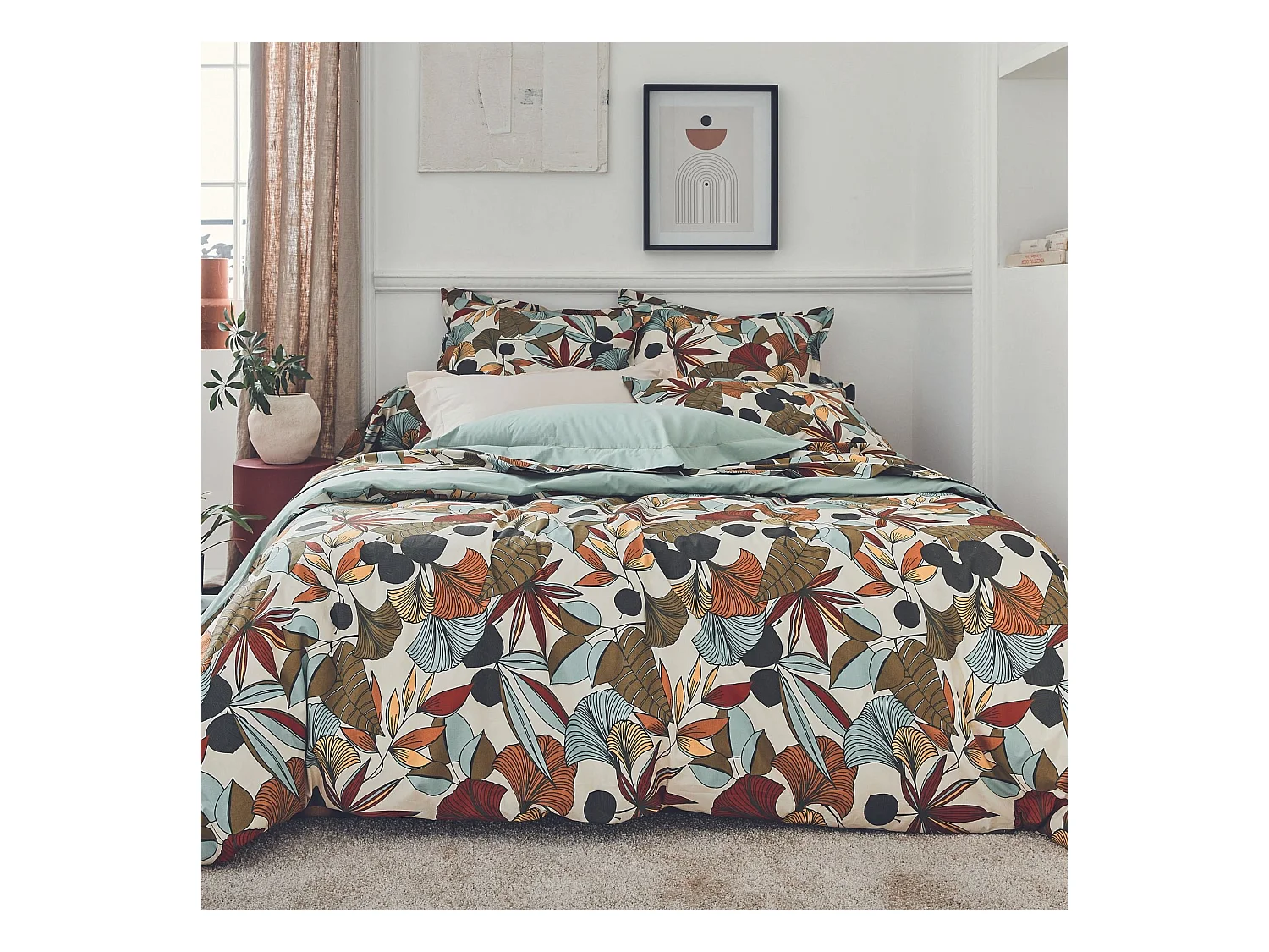 Parure de couette en percale de coton esprit nature