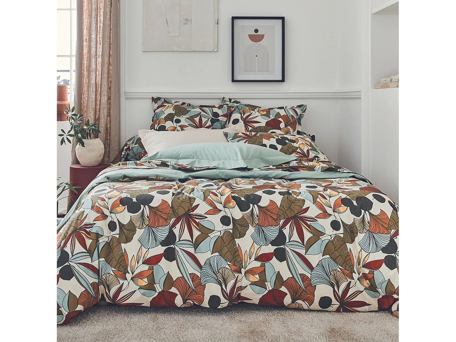 Parure de couette en percale de coton esprit nature