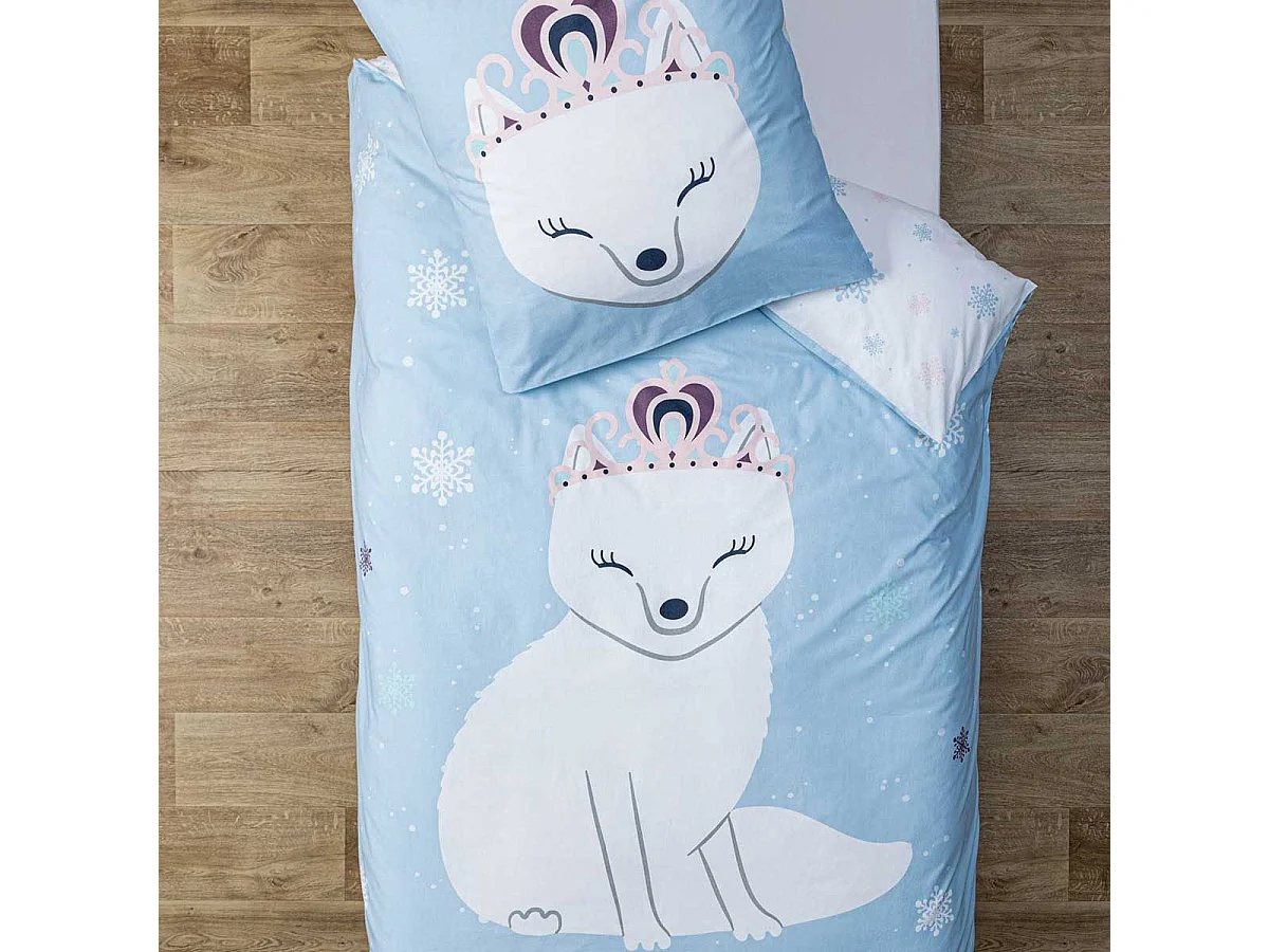 Parure de Lit 2 Pièces "Hiver" 140x200cm Bleu