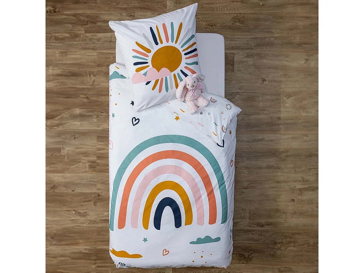 Bettwäscheset Regenbogen für Kinder 140 x 200 cm
