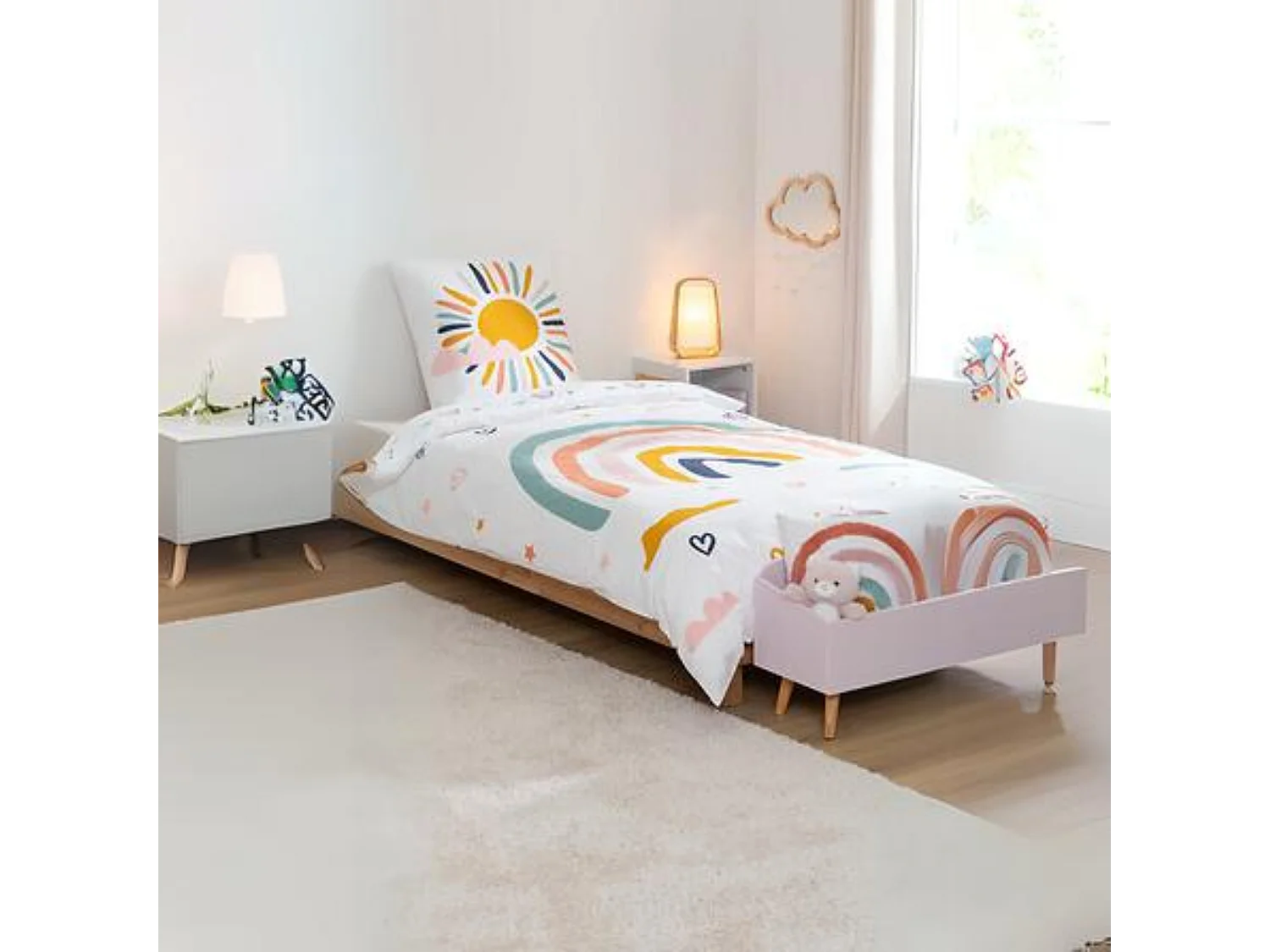 Parure de lit 2 Pièces "Arc-en-Ciel" 140x200cm Multicolore