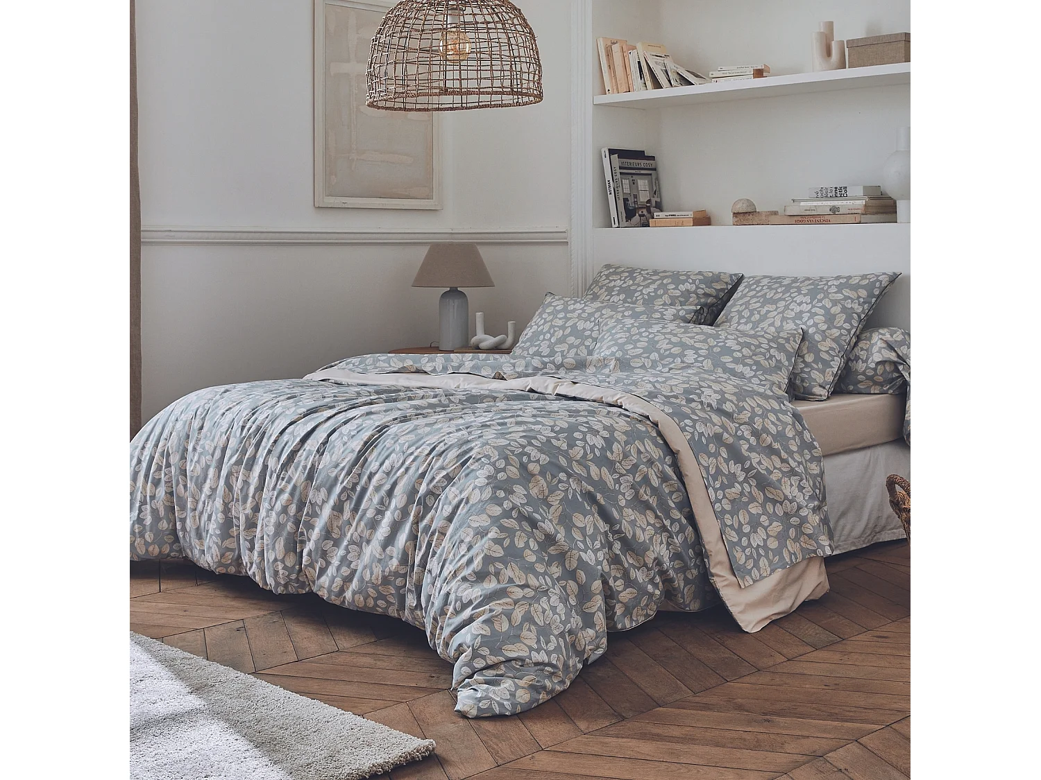 Juego de funda nórdica de percal con estilo acogedor 140 x 200cm