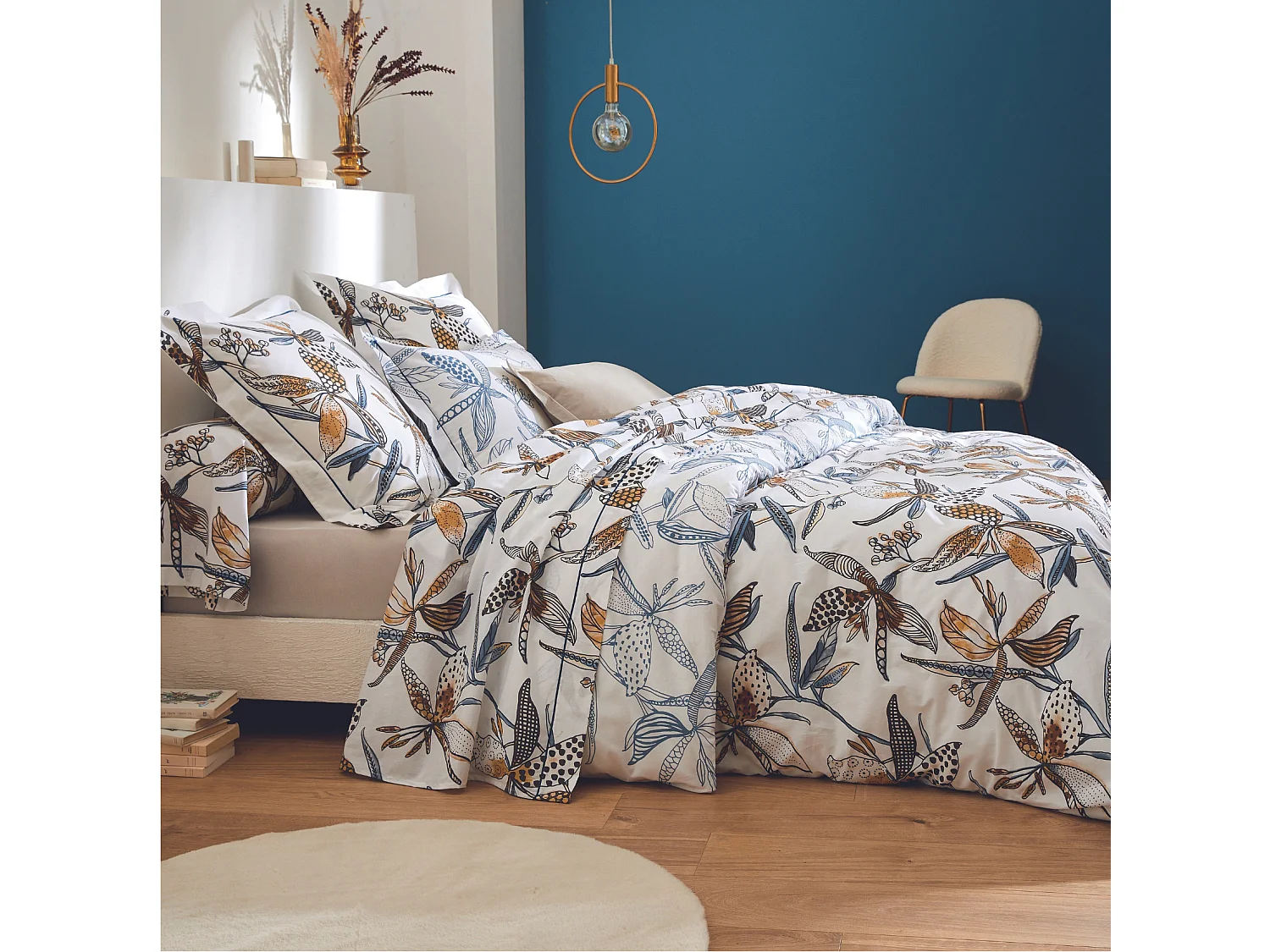 Juego de cama con flores exuberantes 140 x 200 cm