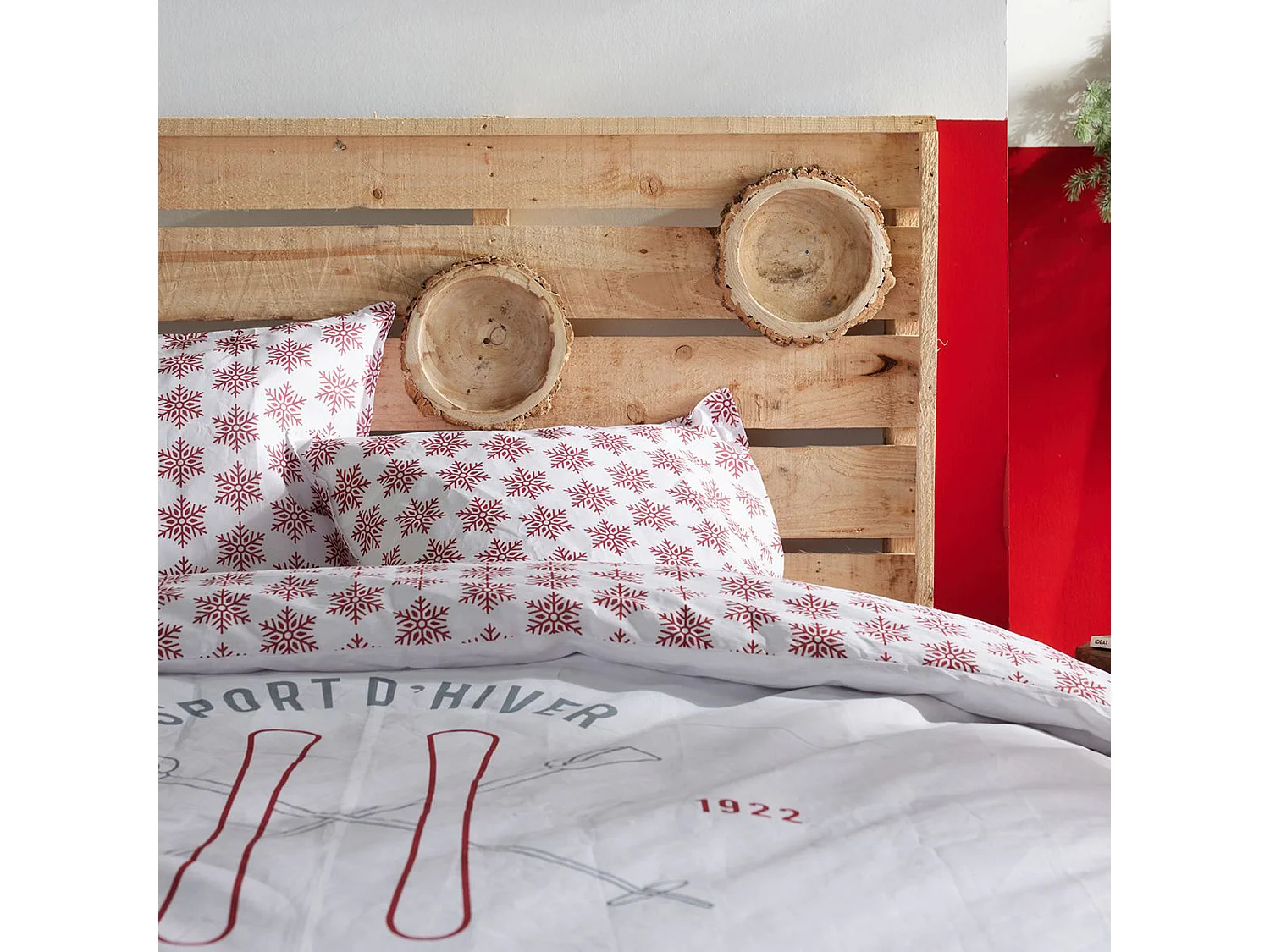 Juego de cama 3 piezas montaña "Sport d'hiver Ski club" 240 x 260 cm