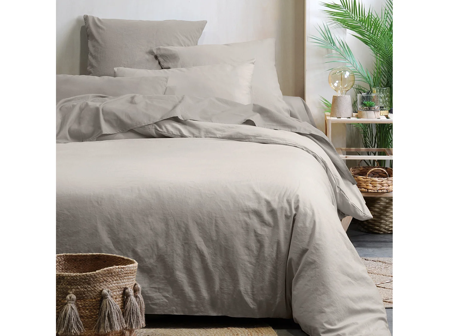 Sábana bajera lisa en algodón bio 160 x 200 cm