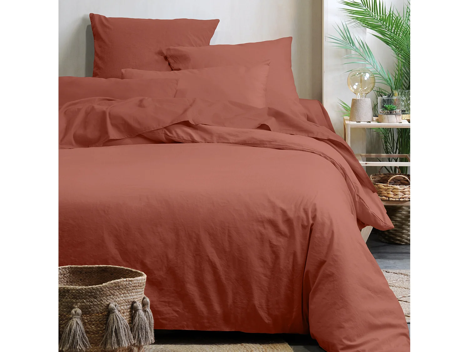 Drap housse uni en coton bio