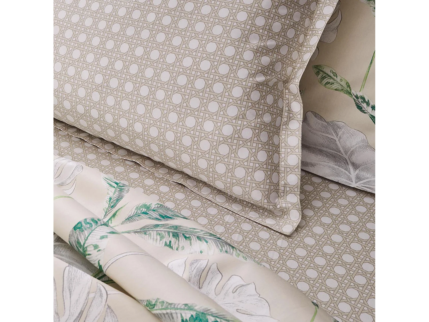 Drap housse en satin aux impressions de cannage