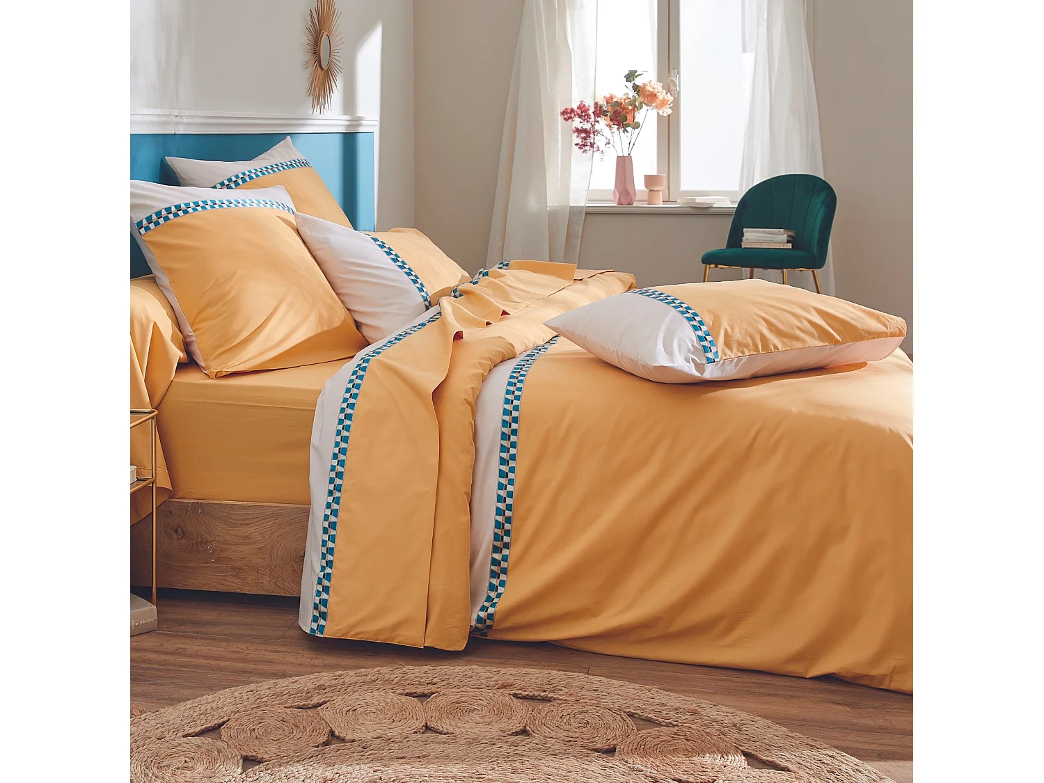 Taie d'oreiller percale avec galon