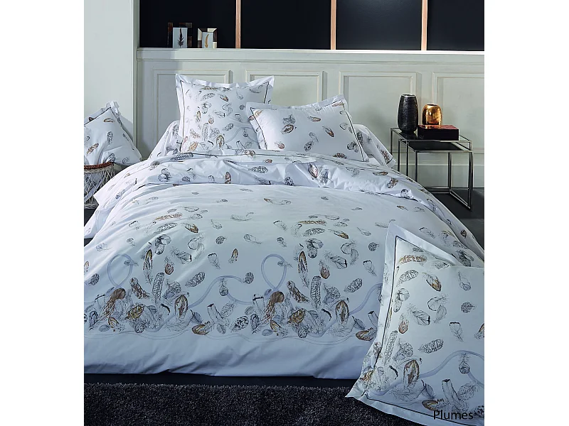 Funda de almohada con estampado de plumas